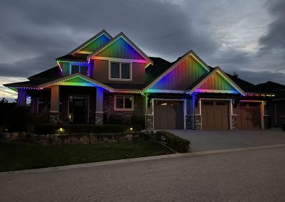 Trimlight Okanagan rainbow coloured permanent lighting